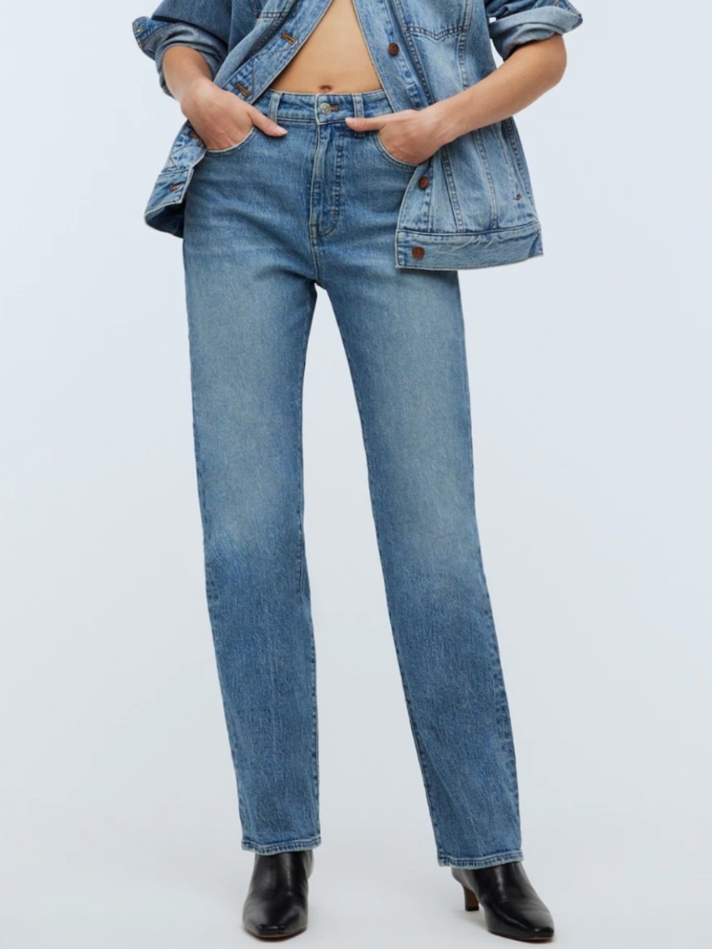 Madewell The '90s Straight Blue Rondell Wash Comfort Stretch Jean Size 30 - Picture 2 of 16